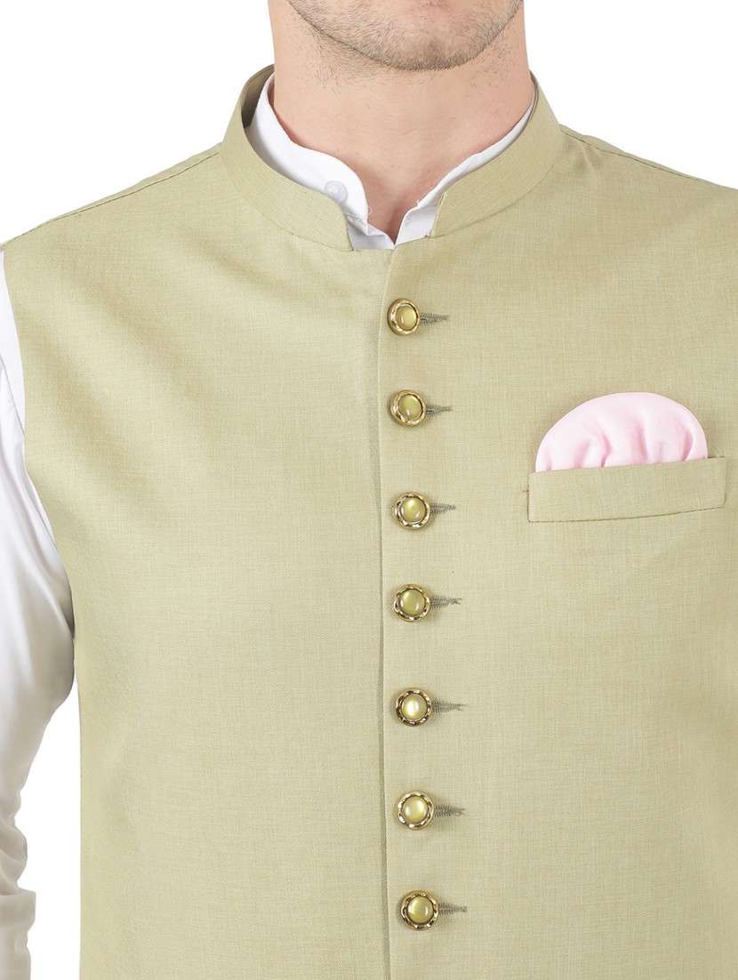 Men Solid Sleeveless Regular Fit Nehru Jacket - 22745495 -  Standard Image - 1