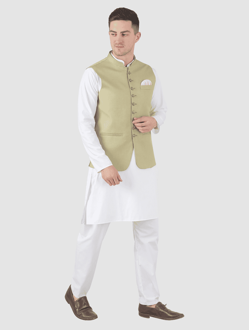 Men Solid Sleeveless Regular Fit Nehru Jacket - 22745495 -  Standard Image - 4