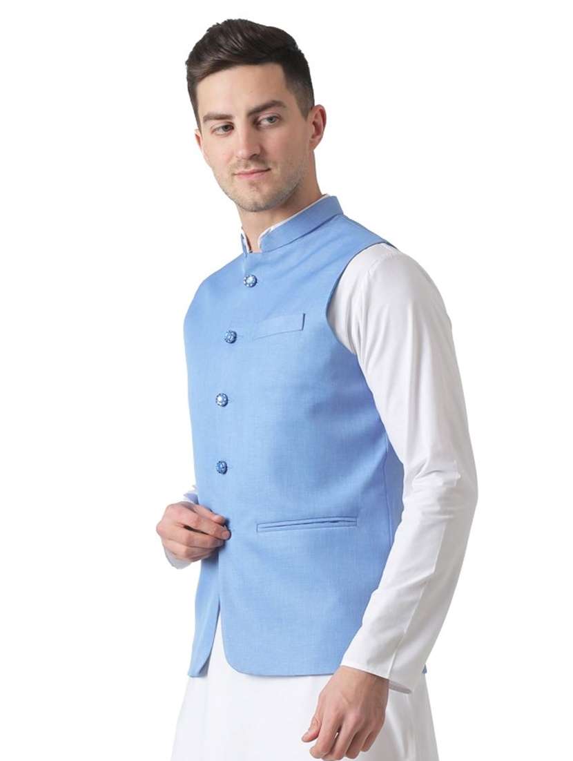 Men Solid Sleeveless Nehru Jacket - 22745500 -  Standard Image - 1
