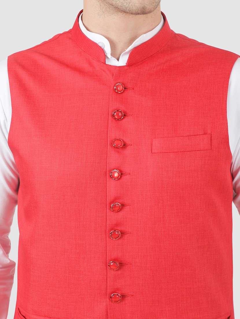 Men Solid Sleeveless Regular Fit Nehru Jacket - 22745507 -  Standard Image - 1