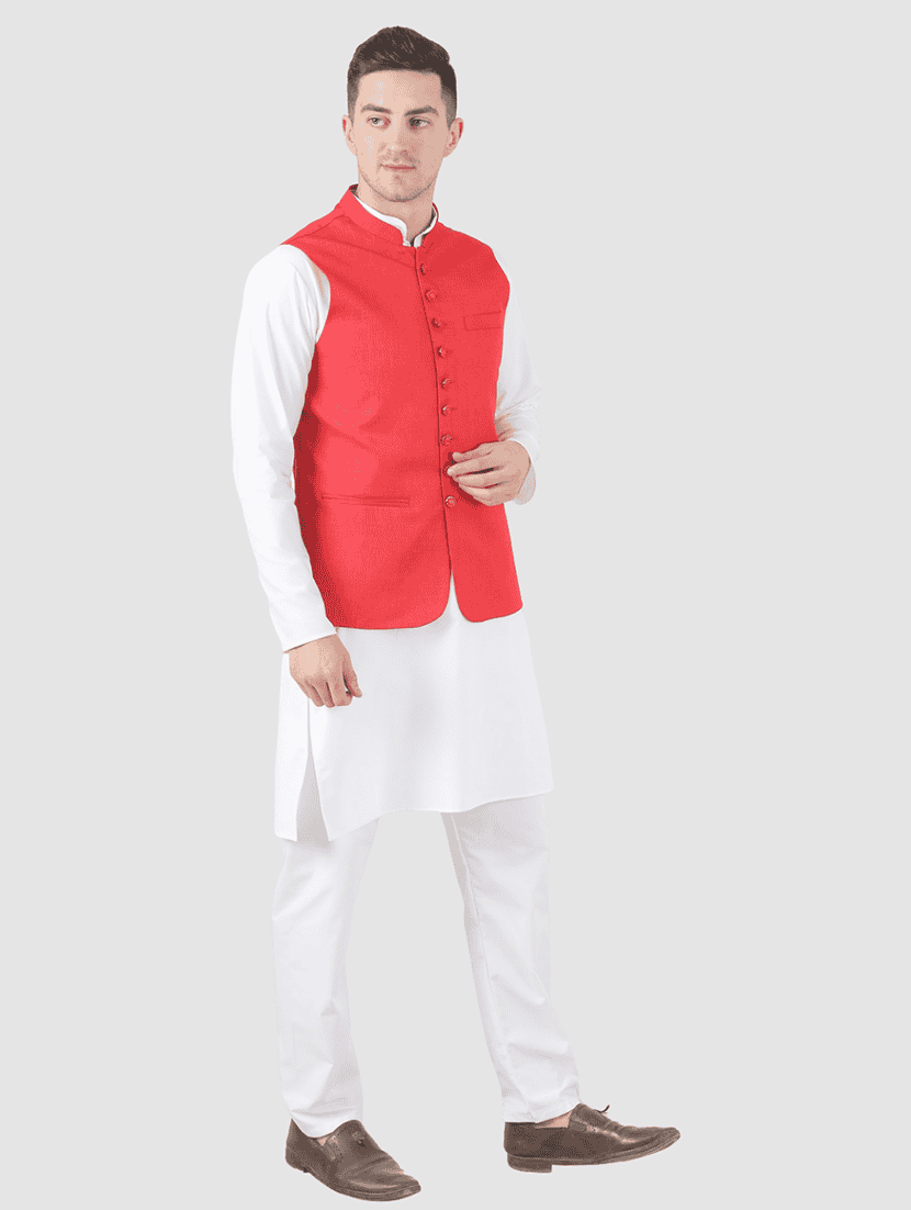 Men Solid Sleeveless Regular Fit Nehru Jacket - 22745507 -  Standard Image - 4