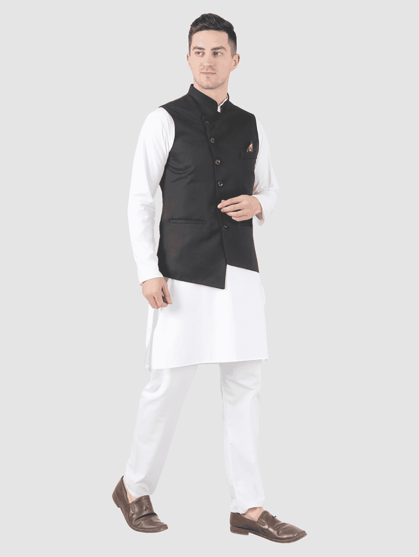 Men Solid Sleeveless Regular Fit Nehru Jacket - 22745508 -  Standard Image - 4