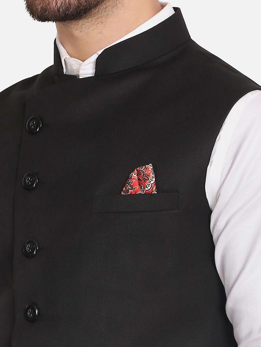 Men Solid Sleeveless Regular Fit Nehru Jacket - 22745509 -  Standard Image - 1