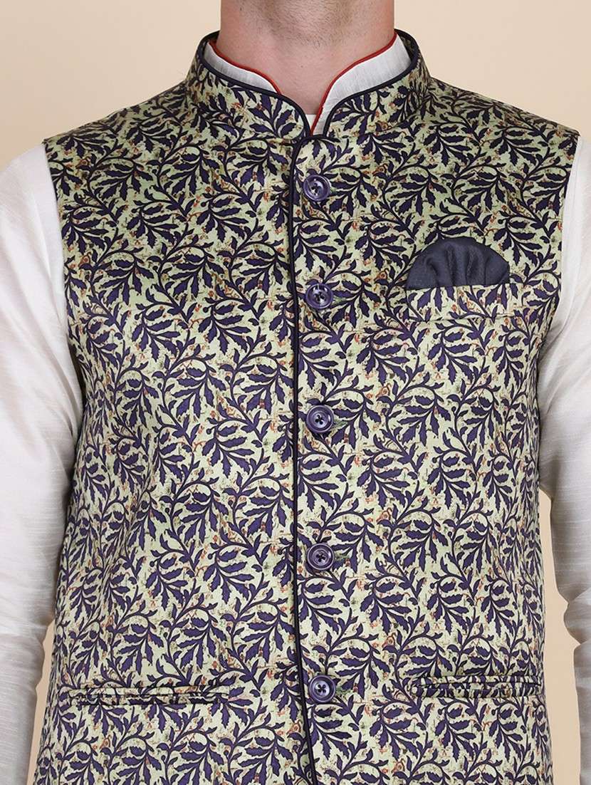Men Printed Sleeveless Regular Fit Nehru Jacket - 22745522 -  Standard Image - 1
