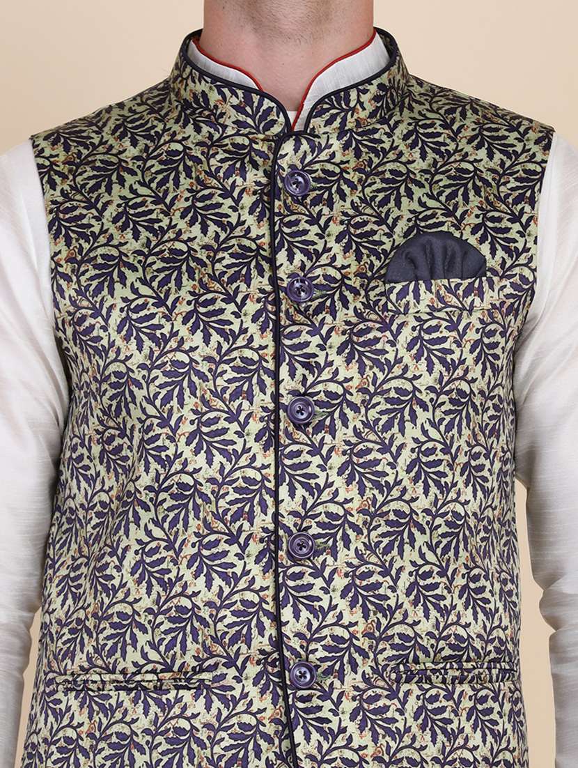 Men Printed Sleeveless Nehru Jacket - 22745523 -  Standard Image - 1