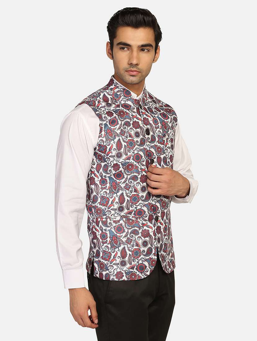Men Paisley Sleeveless Regular Fit Nehru Jacket - 22745538 -  Standard Image - 1