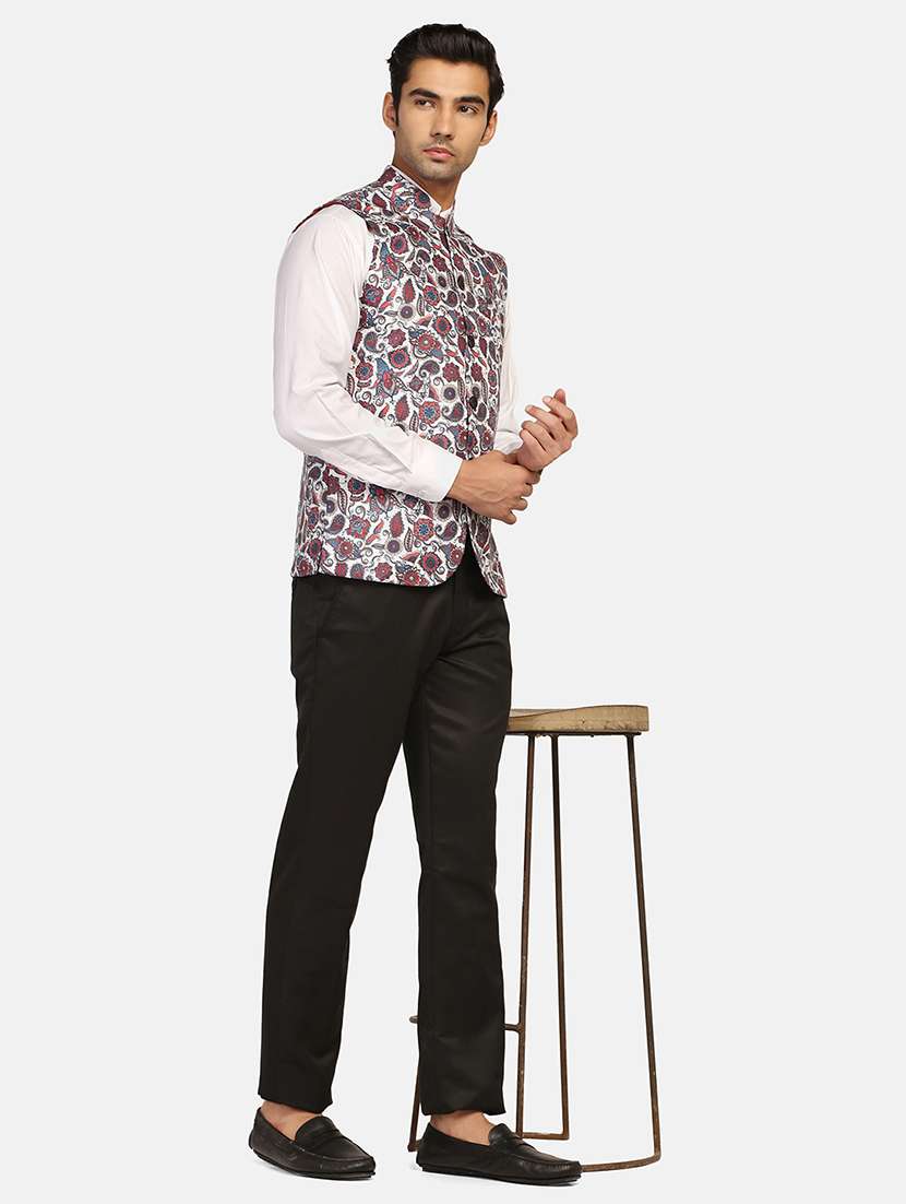 Men Paisley Sleeveless Regular Fit Nehru Jacket - 22745538 -  Standard Image - 4
