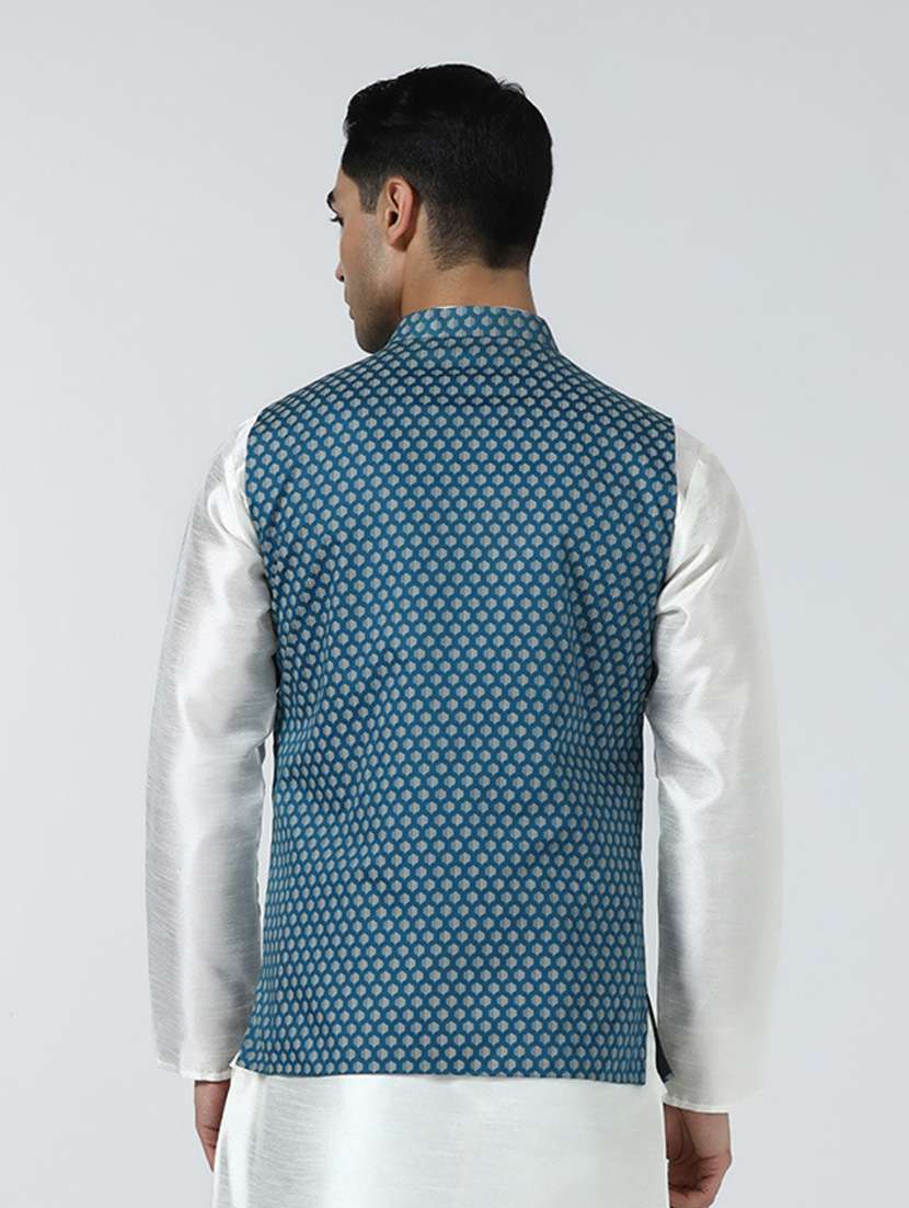 Men Geometric Sleeveless Regular Fit Nehru Jacket - 22745547 -  Standard Image - 4