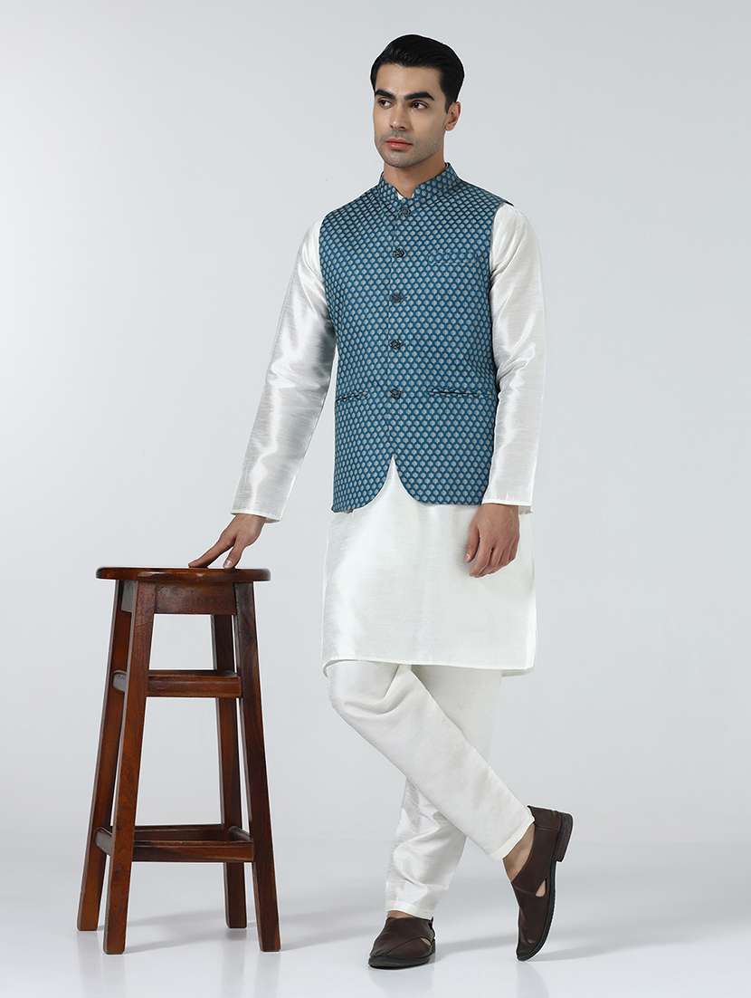 Men Self Design Sleeveless Nehru Jacket - 22745548 -  Standard Image - 1
