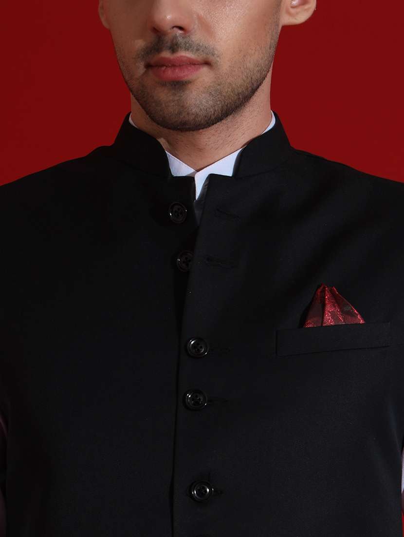 Men Solid Sleeveless Regular Fit Nehru Jacket - 22745573 -  Standard Image - 1
