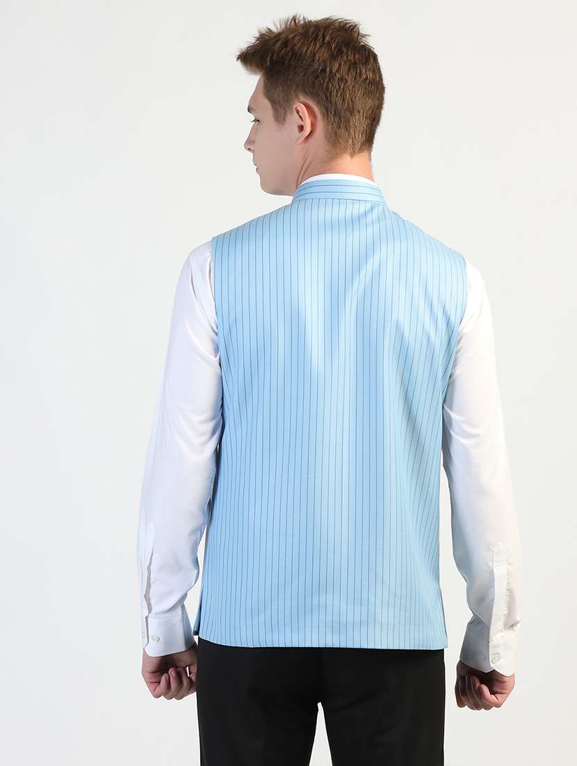Men Striped Sleeveless Nehru Jacket - 22745579 -  Standard Image - 4