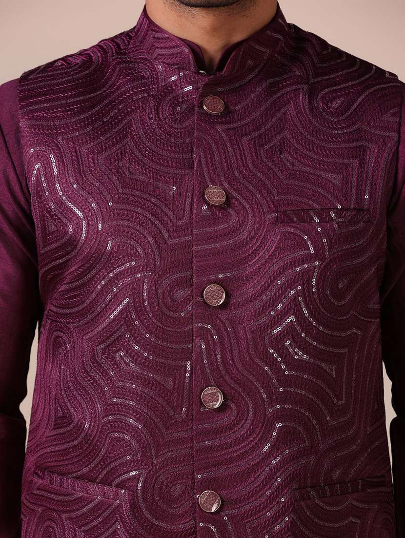 Men Embroidered Sleeveless Nehru Jacket - 22745585 -  Standard Image - 1