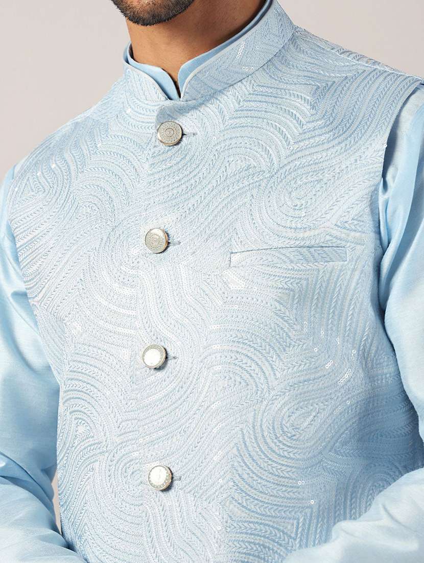Men Embroidered Sleeveless Nehru Jacket - 22745586 -  Standard Image - 1