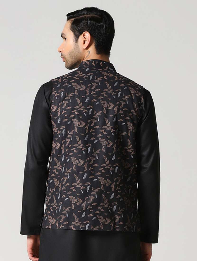 Men Printed Mandarin Neck Regular Fit Nehru Jacket - 22745588 -  Standard Image - 4