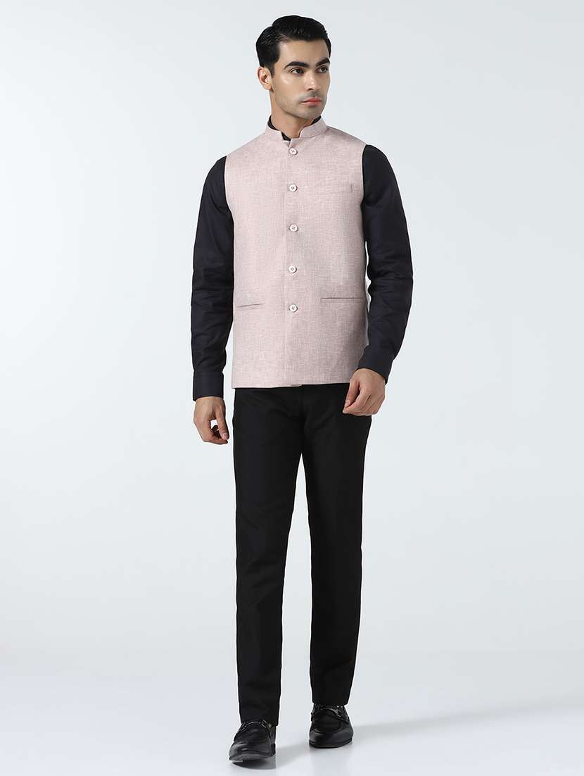 Men Self Design Sleeveless Regular Fit Nehru Jacket - 22745591 -  Standard Image - 4