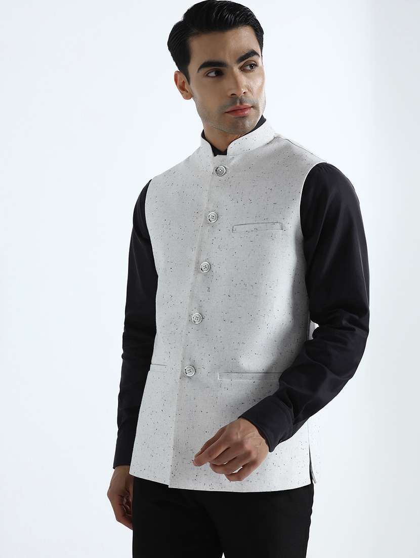 Men Self Design Sleeveless Regular Fit Nehru Jacket - 22745600 -  Standard Image - 1
