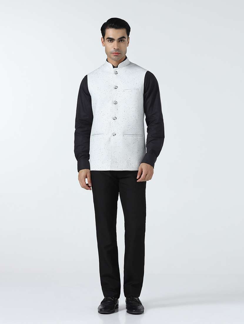 Men Self Design Sleeveless Regular Fit Nehru Jacket - 22745600 -  Standard Image - 4