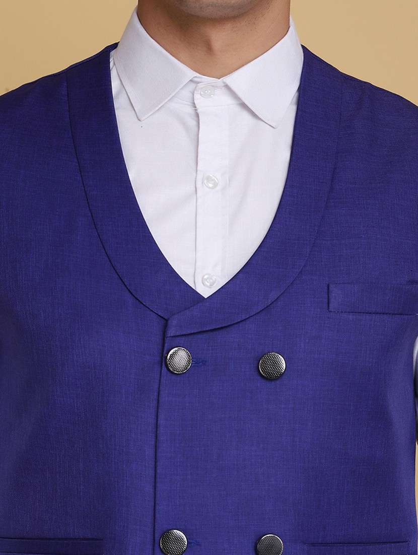Men Solid Sleeveless Double Breast Waist Coat - 22745606 -  Standard Image - 1