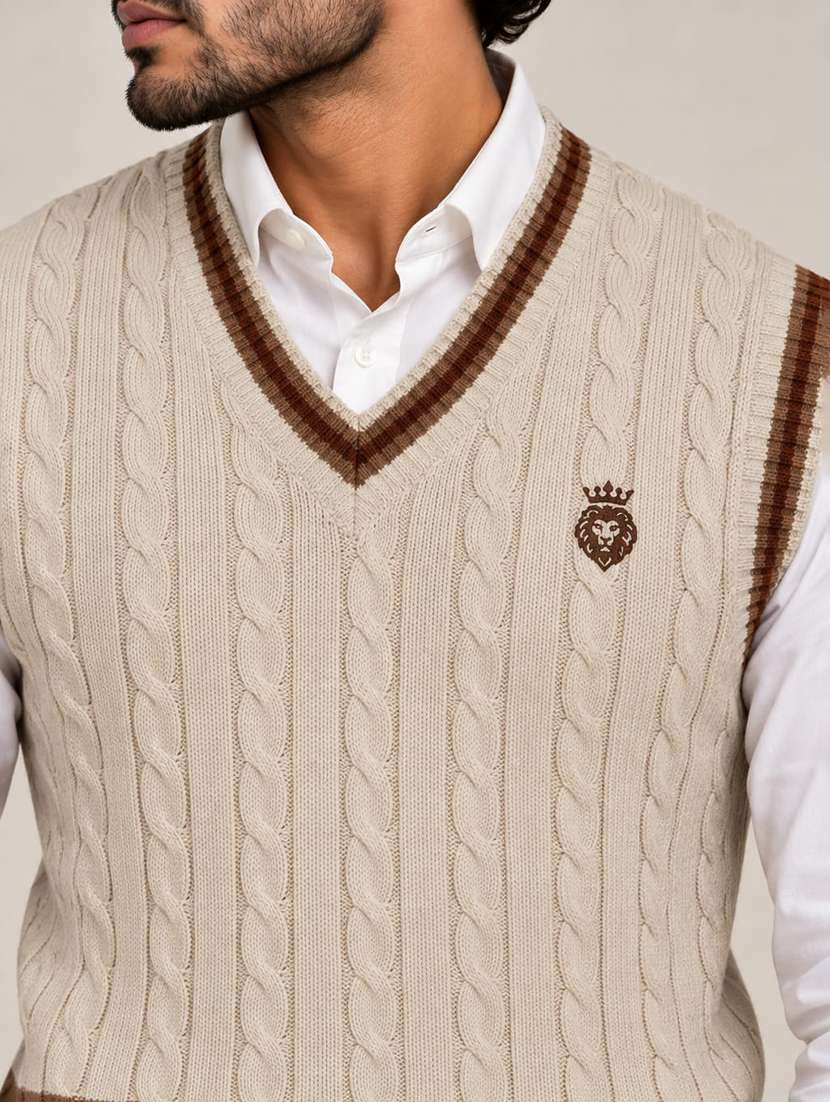 Men Self Design Sleeveless Regular Fit Pullover - 22745637 -  Standard Image - 1