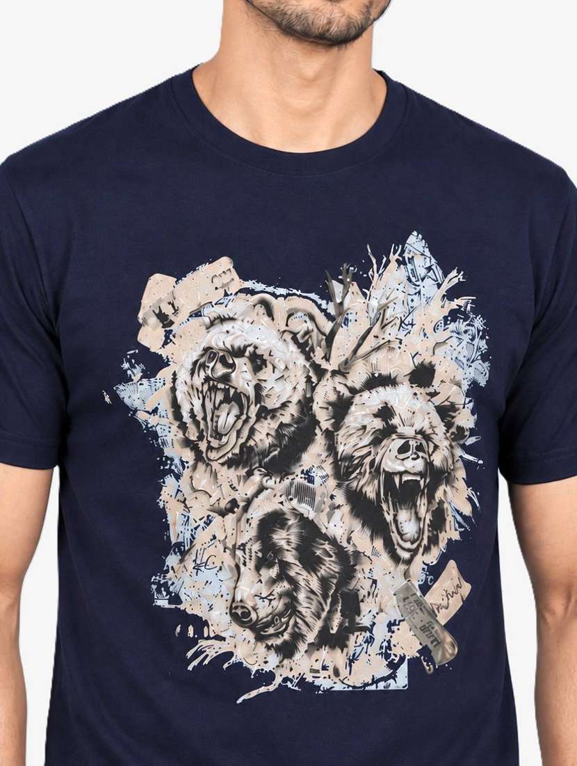Men Printed Short Sleeve Regular Fit T-shirt - 22746724 -  Standard Image - 1