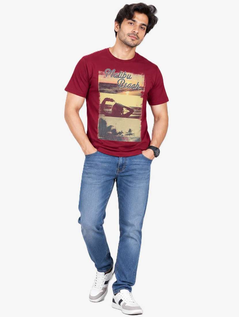 Men Printed Short Sleeve Regular Fit T-shirt - 22746726 -  Standard Image - 4