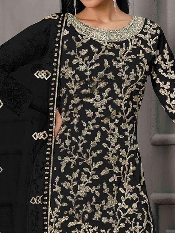 Women Solid With Work Unstitched Suit Set - 22748291 -  Standard Image - 1