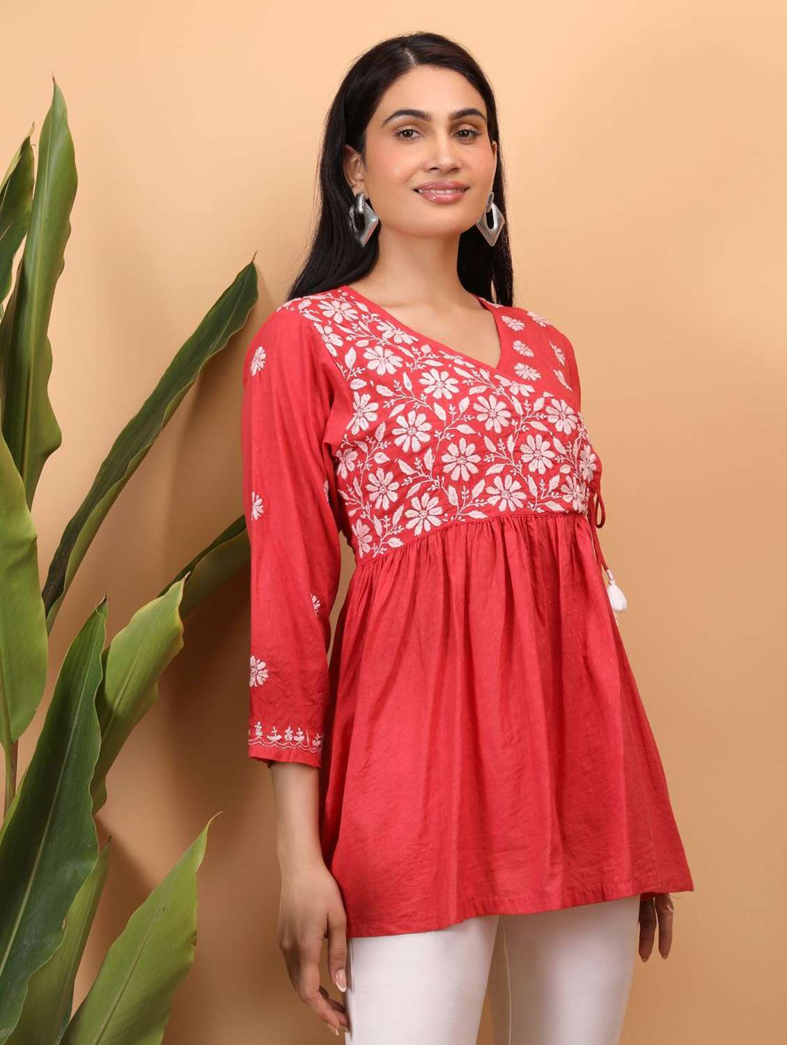 Women Embroidered Three Quarter Sleeves A-line Top - 22748718 -  Standard Image - 1