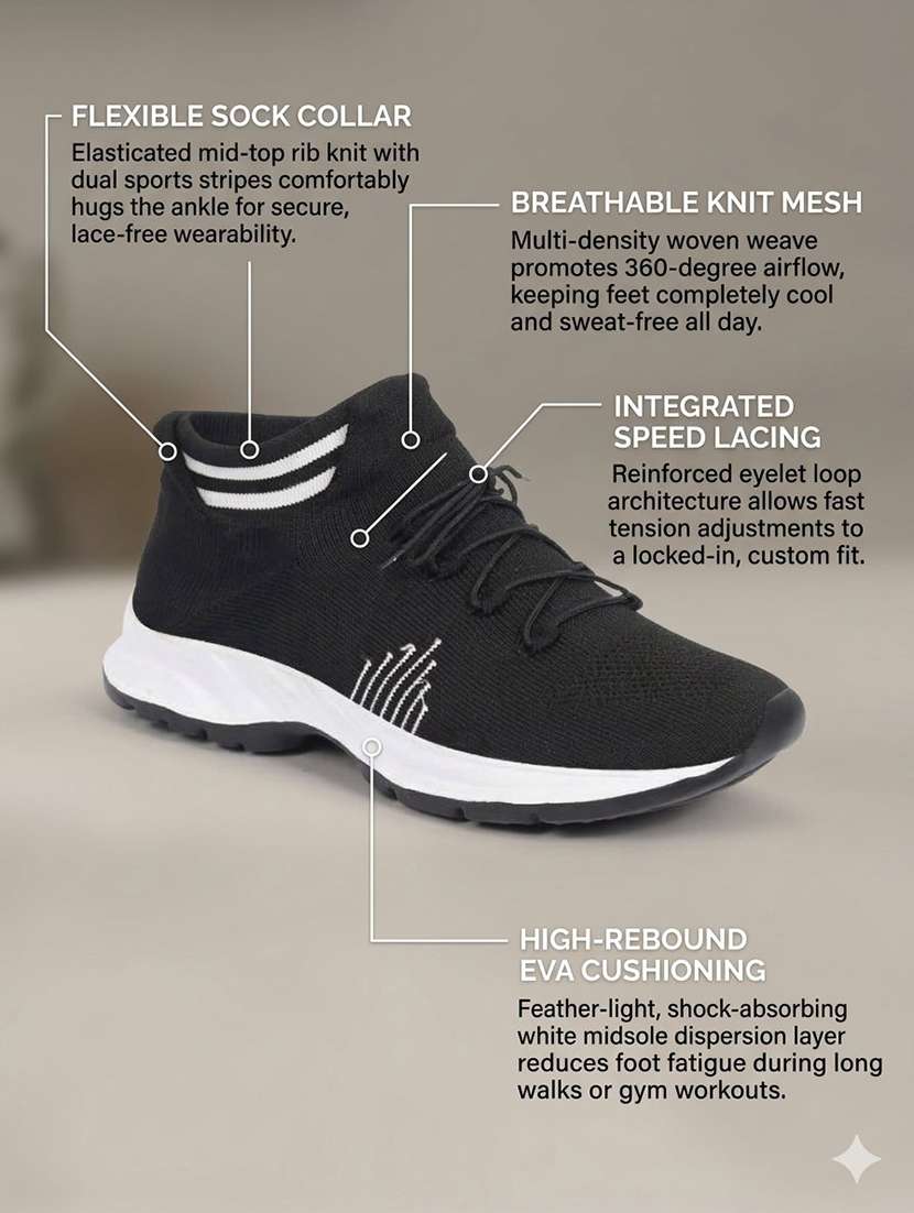 Men Black Lace Up Sport Shoe - 22750355 -  Standard Image - 6