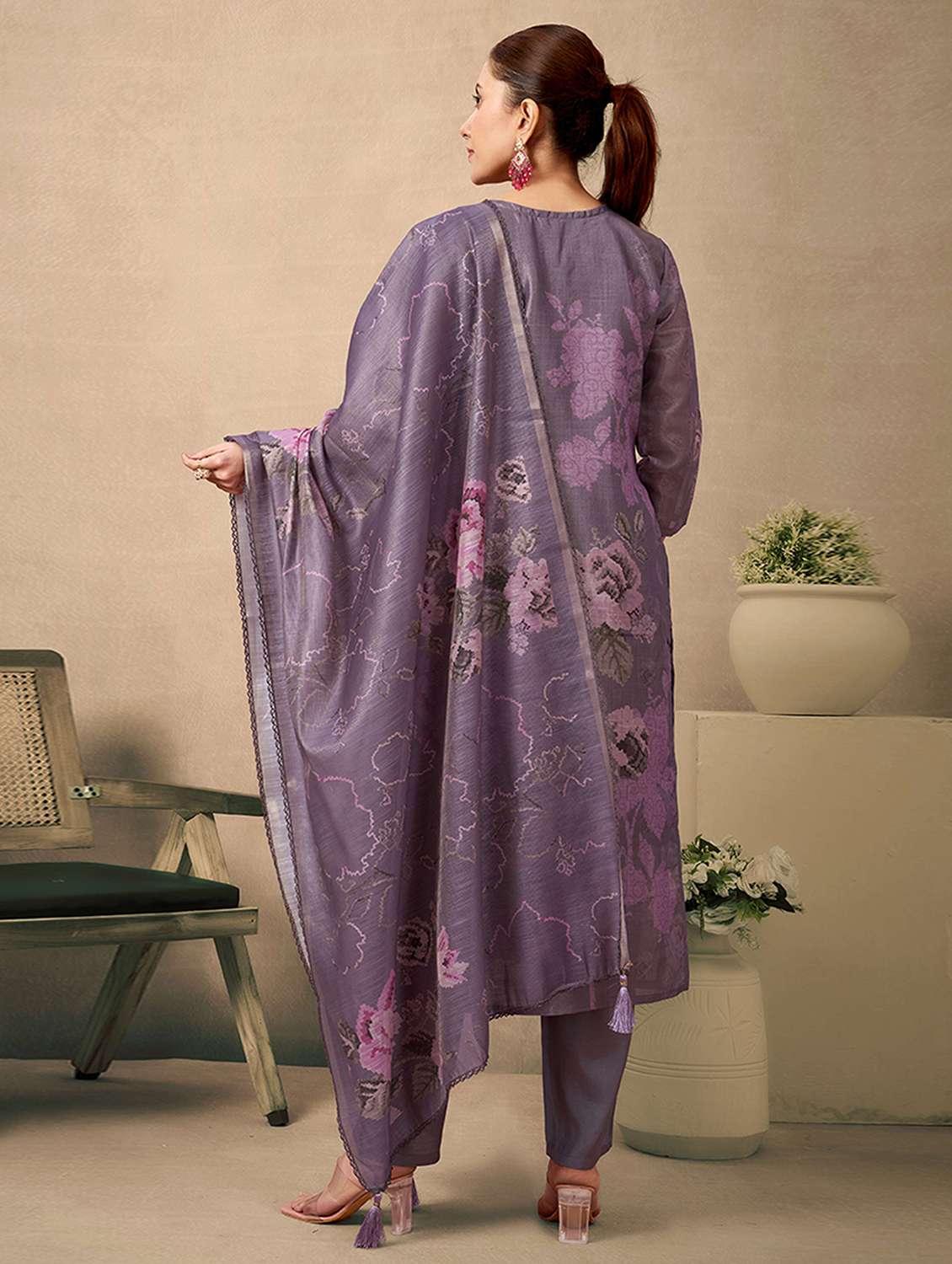 Women Printed Three Quarter Sleeves Kurta Pant With Dupatta Set - 22750816 -  Standard Image - 4