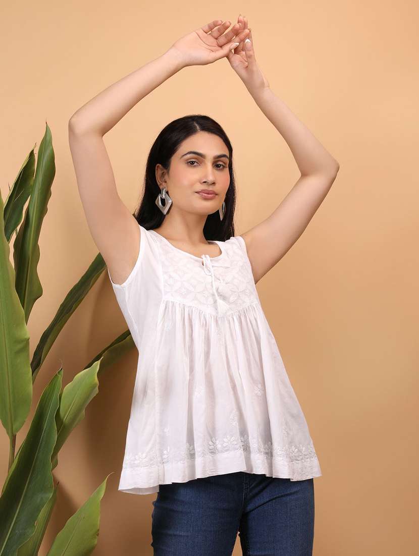 Women Embroidered Sleeveless A-line Top - 22751472 -  Standard Image - 4