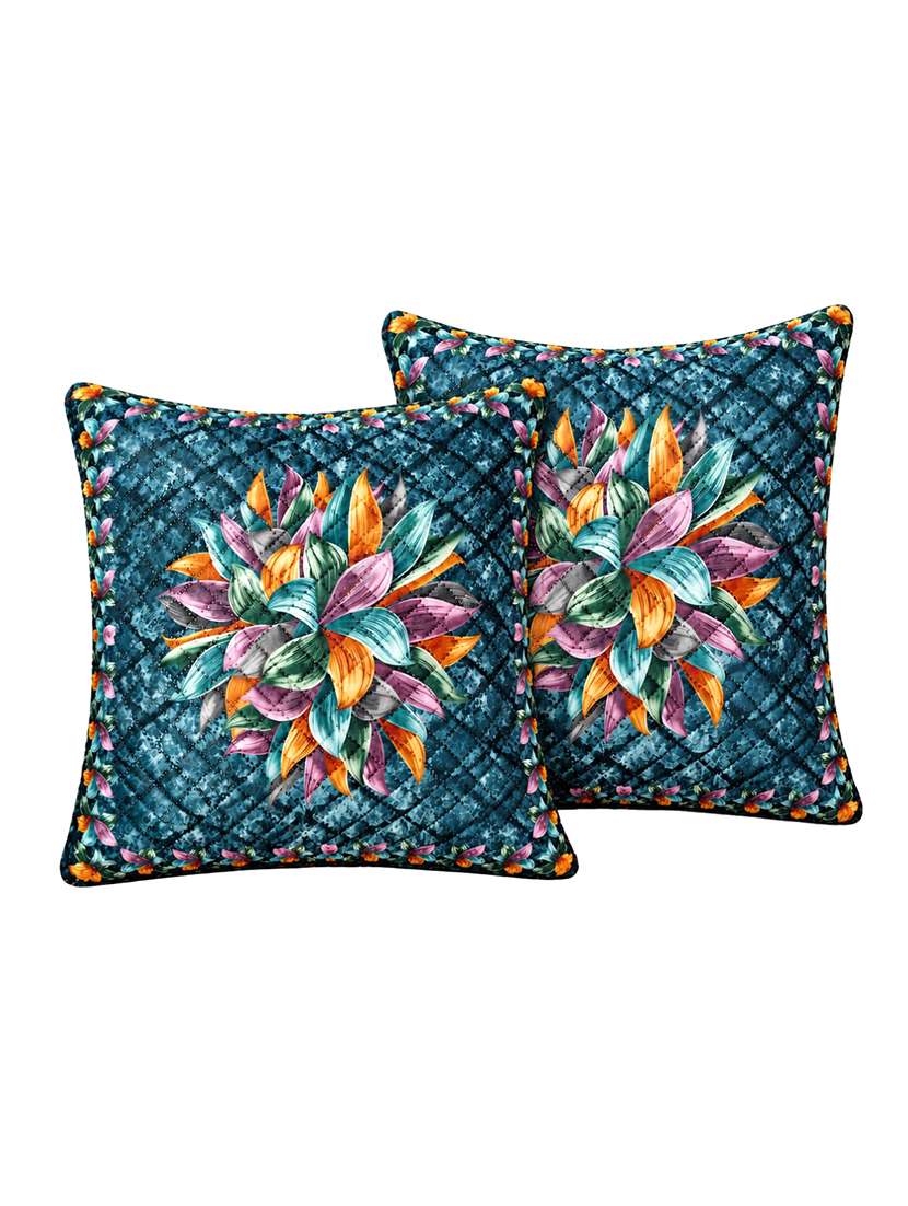 Pracwal Set Of 2 Premium Navy Blue Velvet Cushion Covers 40x40 Cm - 22754861 -  Standard Image - 1