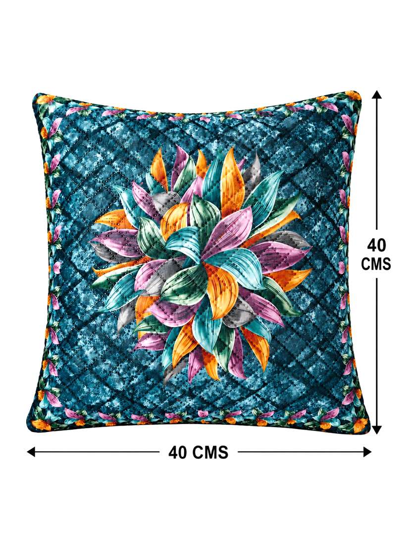 Pracwal Set Of 2 Premium Navy Blue Velvet Cushion Covers 40x40 Cm - 22754861 -  Standard Image - 4