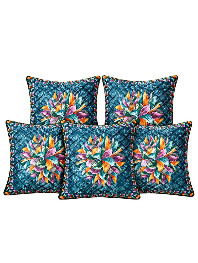 Pracwal Set Of 3 Premium Navy Blue Velvet Cushion Covers 40x40 Cm - 22754862 -  Standard Image - 1
