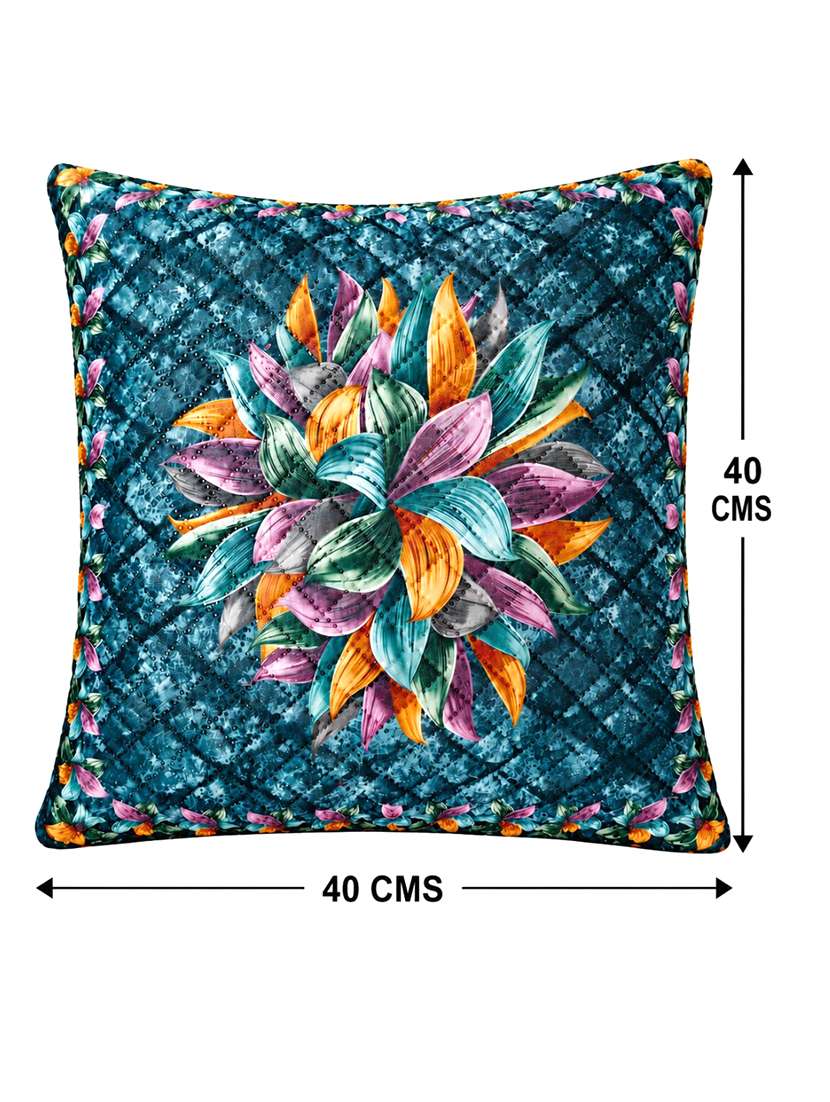 Pracwal Set Of 3 Premium Navy Blue Velvet Cushion Covers 40x40 Cm - 22754862 -  Standard Image - 4