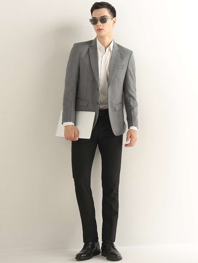 Men Solid Lapel Collar Single Breasted Formal Blazer - 22755539 -  Standard Image - 4