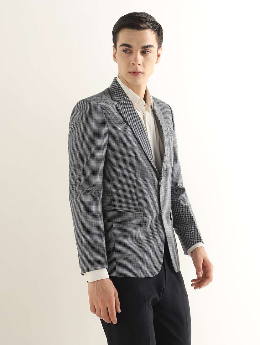 Men Checkered Lapel Collar Single Breasted Formal Blazer - 22755541 -  Standard Image - 1