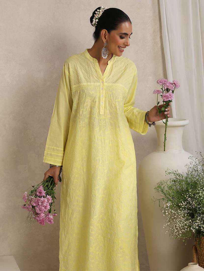 Women Embroidered Long Sleeves A-line Kurta - 22755542 -  Standard Image - 4