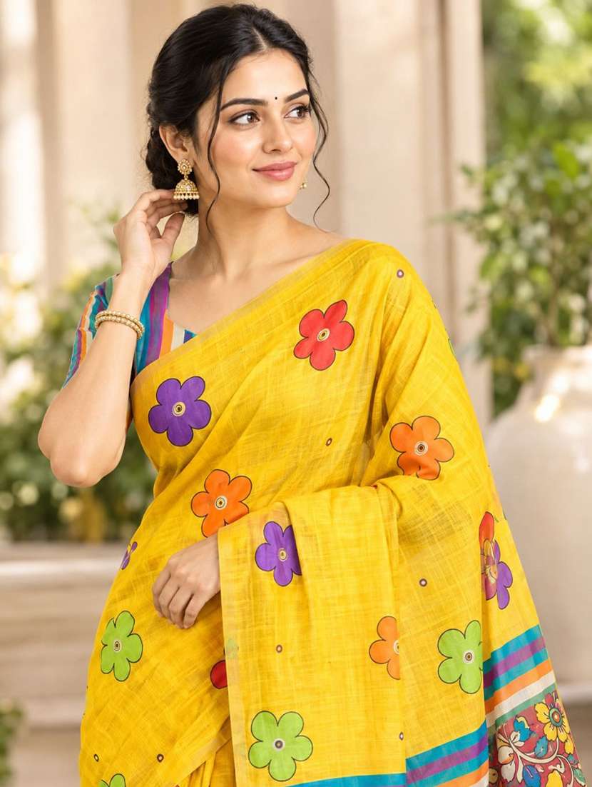 Women Printed Casual Wear Saree With Blouse - 22755564 -  Standard Image - 1