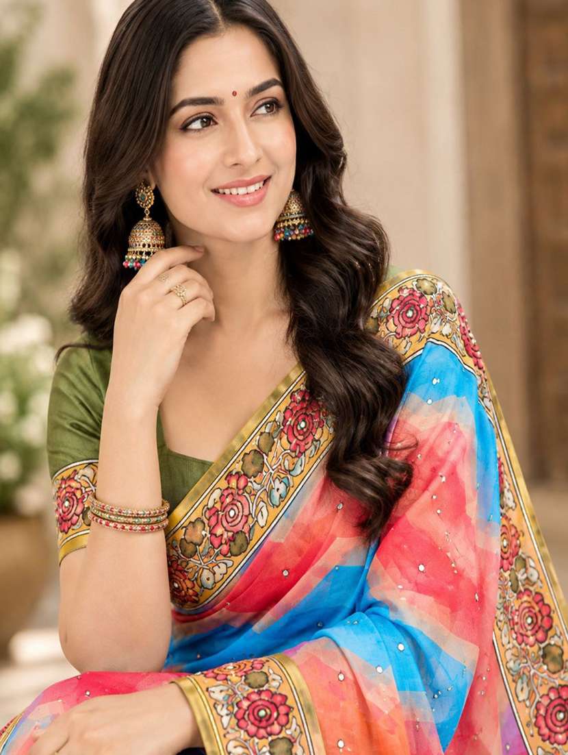 Women Printed Casual Wear Saree With Blouse - 22755568 -  Standard Image - 1