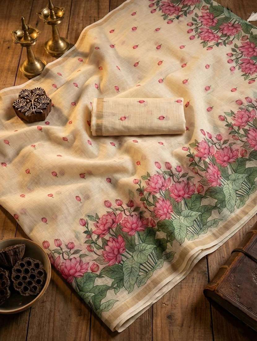 Women Printed Casual Wear Saree With Blouse - 22755578 -  Standard Image - 4