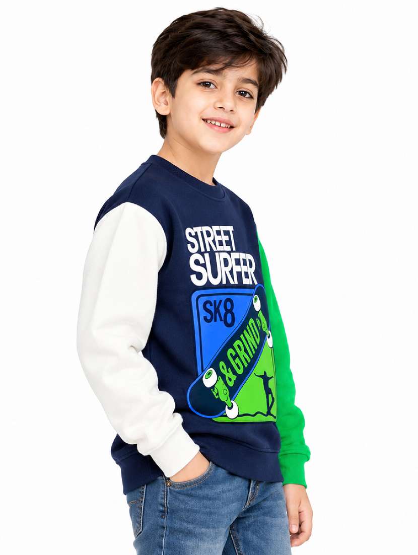 Boys Printed Long Sleeves Regular Fit Sweatshirt - 22755688 -  Standard Image - 1