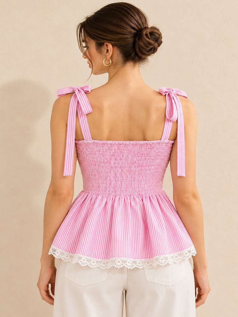 Women Striped Sleeveless Peplum Top - 22755715 -  Standard Image - 4