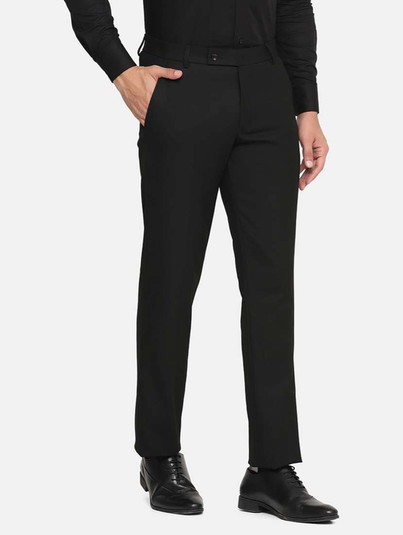 Men Solid Mid Rise Slim Fit Formal Trouser - 22755848 -  Standard Image - 1