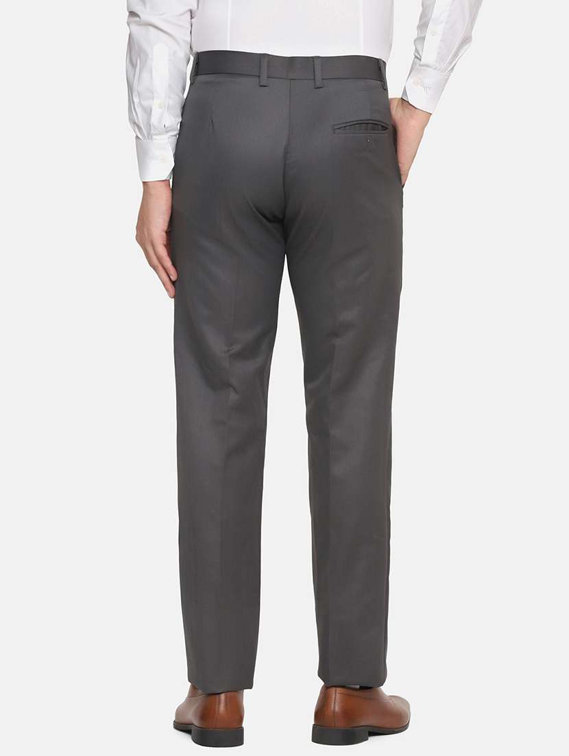 Men Solid Mid Rise Flat Front Formal Trouser - 22755851 -  Standard Image - 4