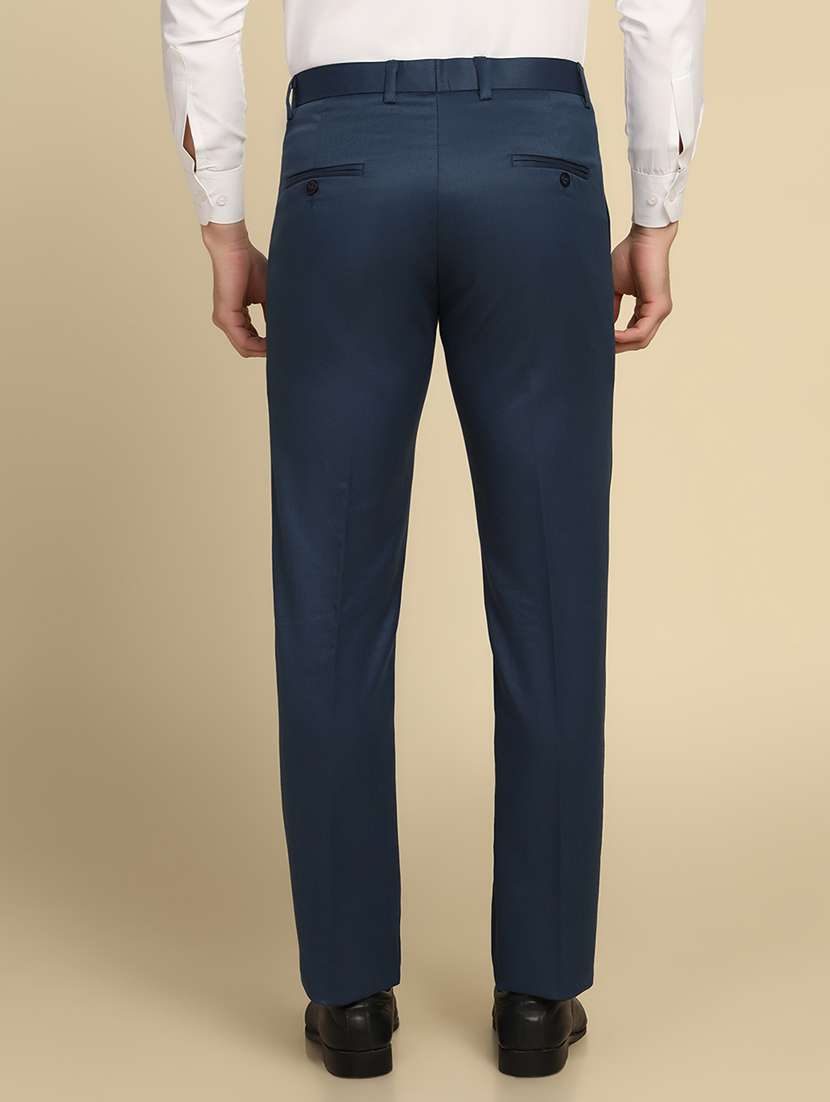 Men Solid Mid Rise Flat Front Formal Trouser - 22755871 -  Standard Image - 4