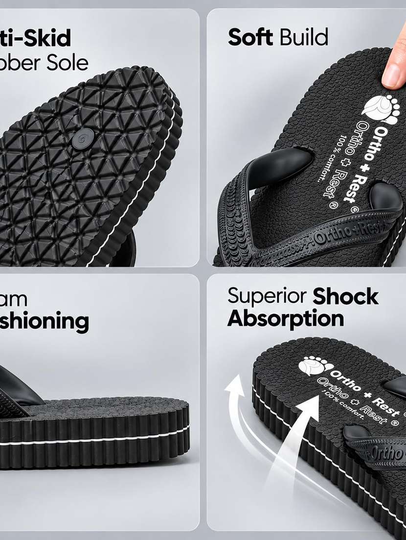 Men Black Toe Separator Slipper - 22755908 -  Standard Image - 4