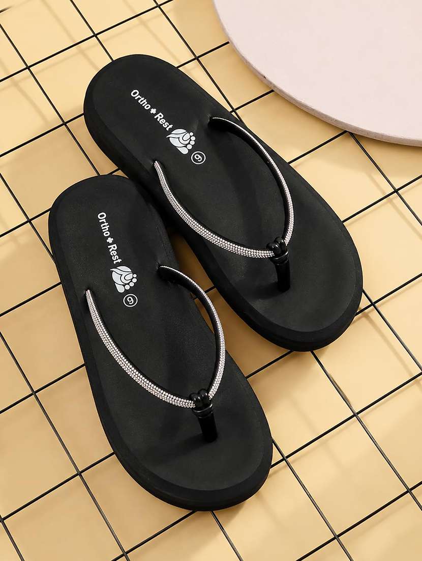 Women Black Orthosoft Flip Flop - 22755919 -  Standard Image - 1