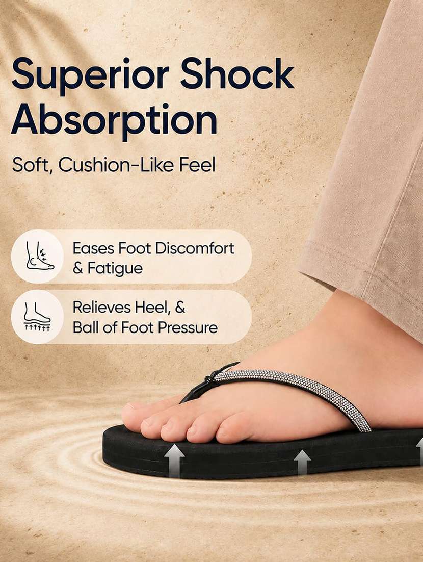 Women Black Orthosoft Flip Flop - 22755919 -  Standard Image - 4