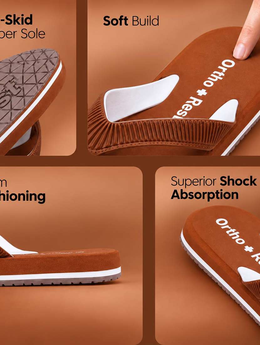 Tan Rubber Orthosoft Flip Flops - 22755940 -  Standard Image - 4