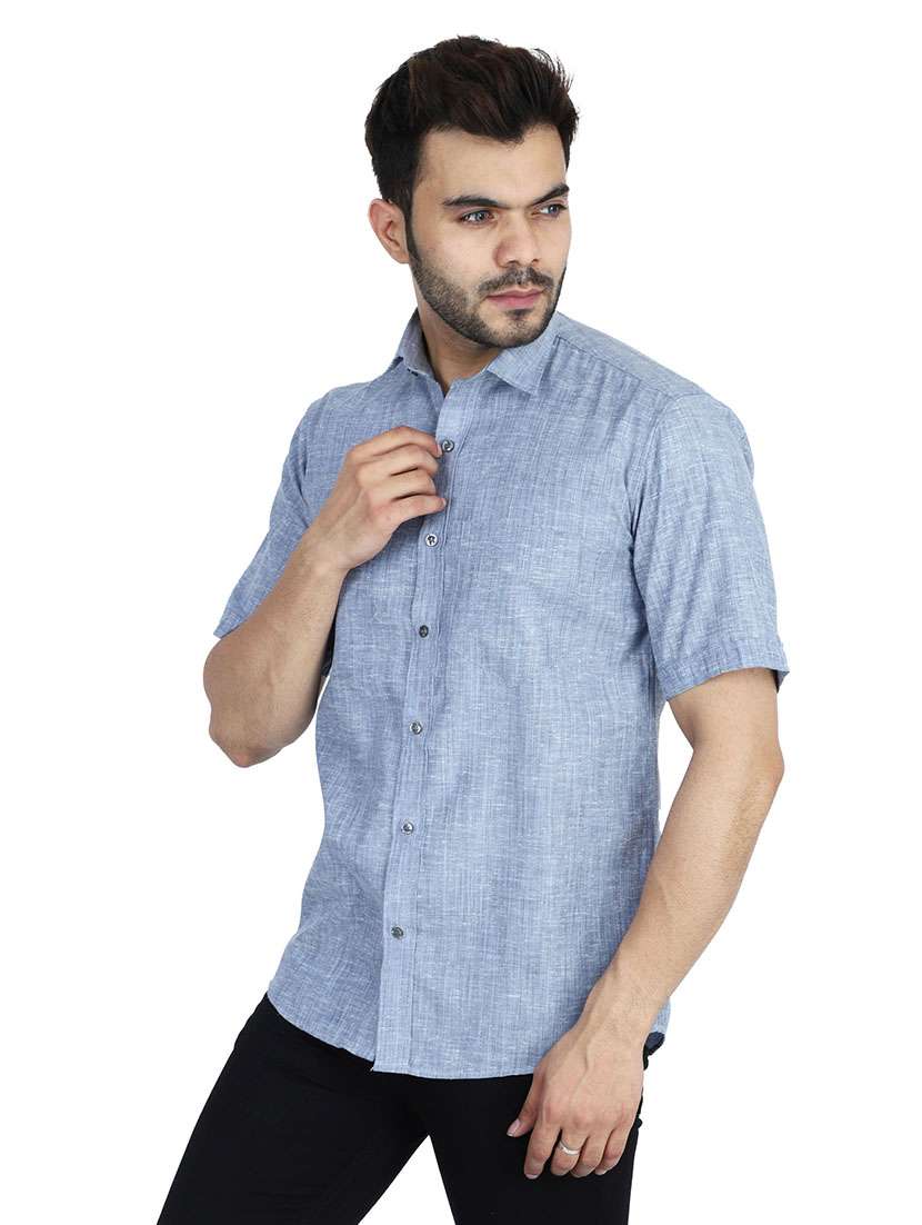 Men Self Design Short Sleeve Slim Fit Casual Shirt - 22755965 -  Standard Image - 4